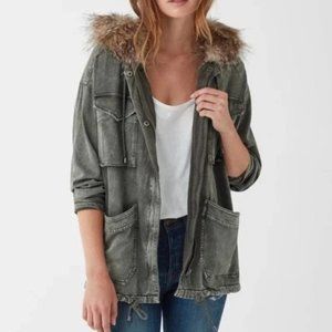 𝅺Splendid Dune Green Cargo Anorak Jacket Medium with Fur